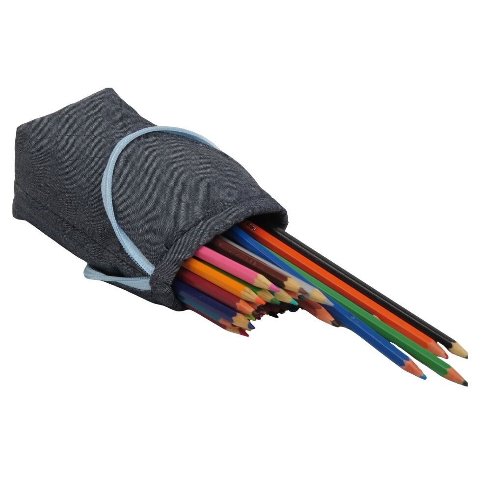 Estojo Escolar Porta Lápis Jeans
