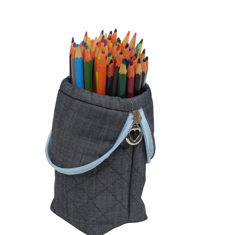 Estojo Escolar Porta Lápis Jeans