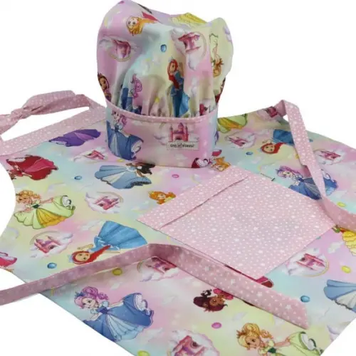Avental Infantil e Chapéu de Chef Princesas