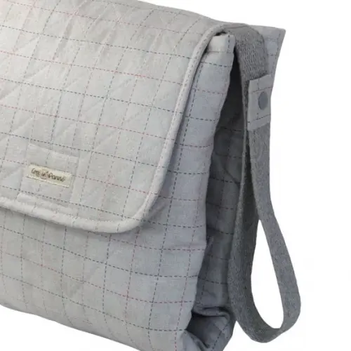 Bolsa Trocador e Porta Fraldas Grid Cinza Dois em Um