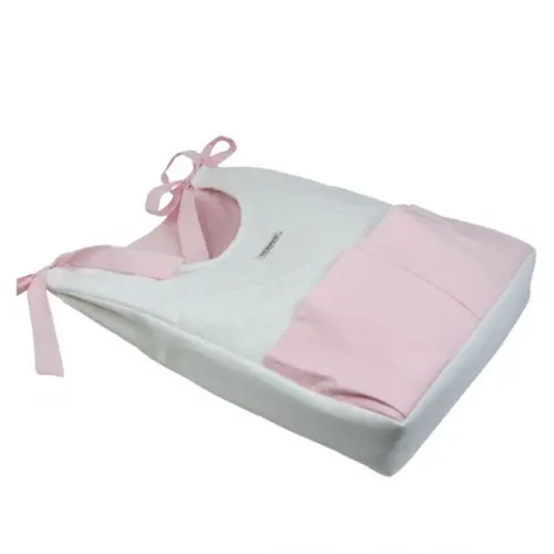Bolsão Porta Fralda Branco Piquet e Rosa Poá