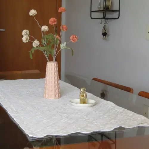 Caminho Trilho de Mesa em Linho Bordado