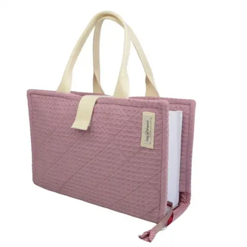 Capa Vade Mecum Favo Rosa Antigo com Alça Mão Natural