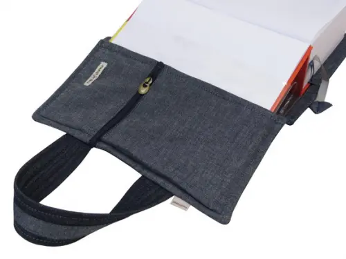 Capa Vade Mecum Jeans Quiltado com Alça Mão