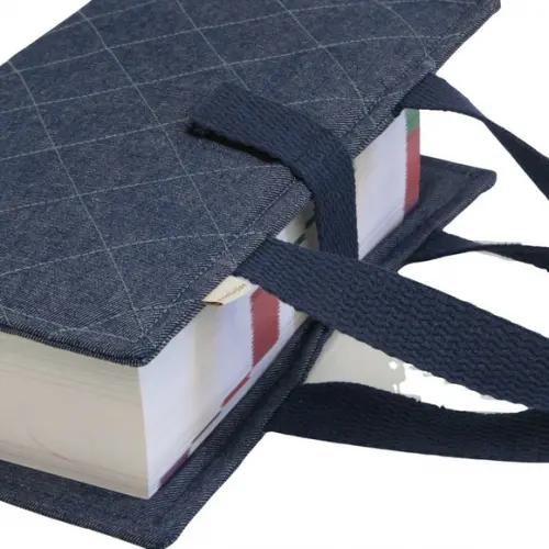 Capa Vade Mecum Jeans Quiltado com Alça Mão