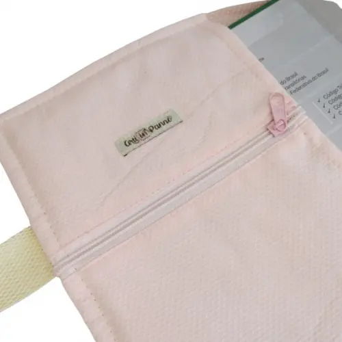 Capa Vade Mecum Piquet Rosa Bebê com Alça Mão Natural