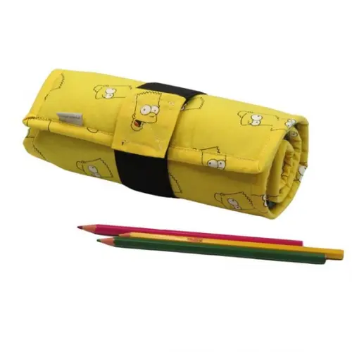 Estojo Escolar 100 Lapis de Cor com Bolso Simpson