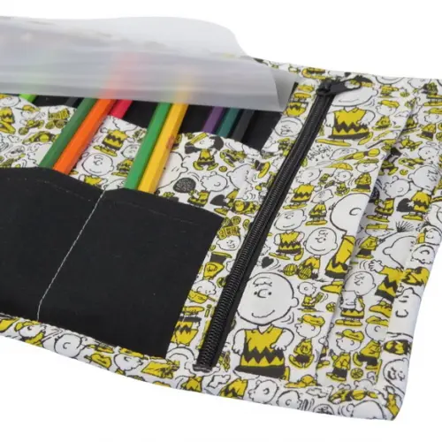 Estojo Escolar 100 Lapis de Cor com Bolso Charlie Brown