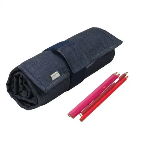 Estojo Escolar em Tecido para 100 Lápis Jeans