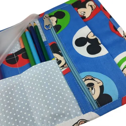 Estojo para Lápis de Cor com Bolso Mickey Mouse