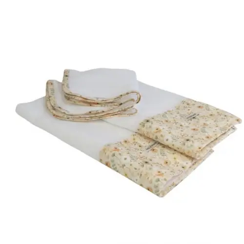 Fralda de Ombro e Boca Kit4 Floral Nude