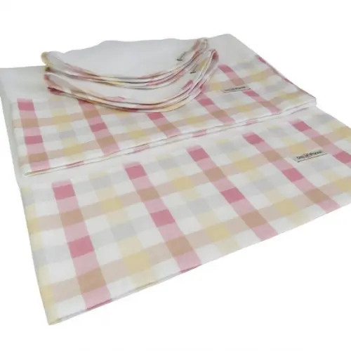 Fralda de Ombro e Boca Kit4 Xadrez Rosa