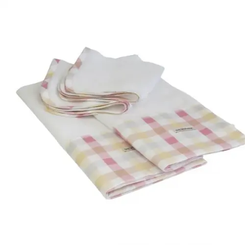 Fralda de Ombro e Boca Kit4 Xadrez Rosa