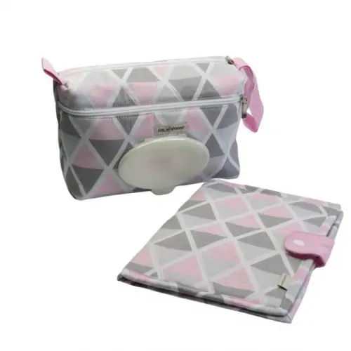 Kit Porta Fralda Lenço Umedecio e Caderneta Vacina Triangulo