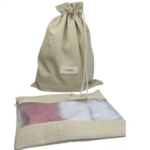 Kit Saco Organizador e Envelope com Visor Bege