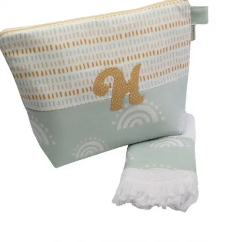 Kit Saco Organizador e Necessaire Bordada Inicial