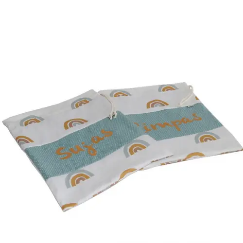 Kit Saco Organizador Impermeável Bordado Arco Íris