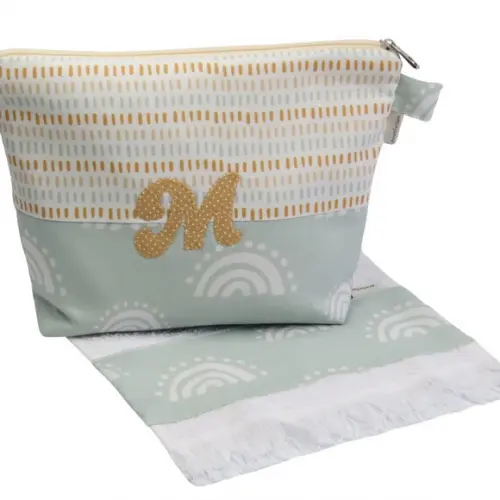 Kit Saco Organizador e Necessaire Bordada Inicial