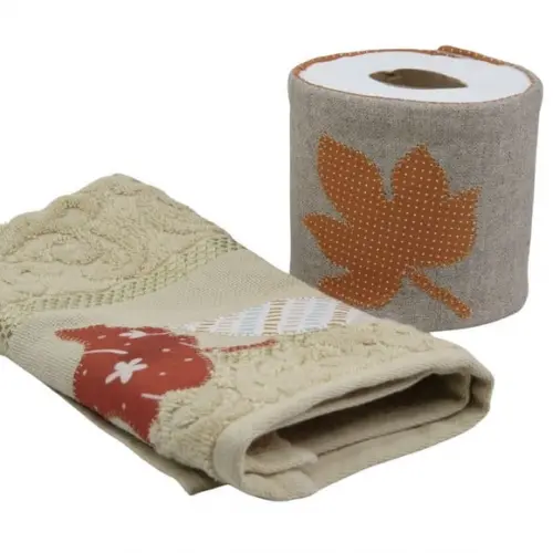 Kit Toalha Lavado e Porta Papel Higiênico Bordado