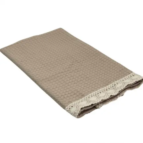 Kit3 Pano de Prato Luxo Algodão Quadriculado com Renda