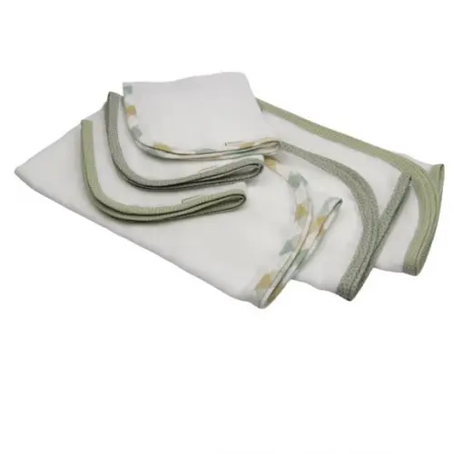 Kit6 Fraldas de Ombro e Boca Viés Geométrico Tricoline Verde