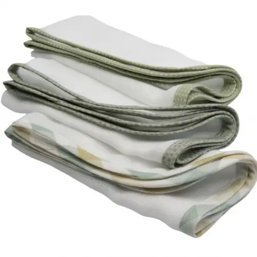 Kit6 Fraldas de Ombro e Boca Viés Geométrico Tricoline Verde