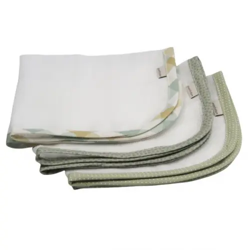 Kit6 Fraldas de Ombro e Boca Viés Geométrico Tricoline Verde