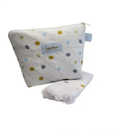 Necessaire Baby Poá com Toalha Franja