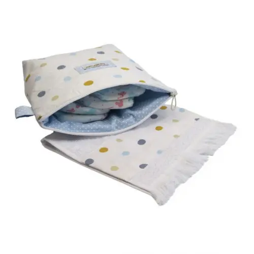 Necessaire Baby Poá com Toalha Franja