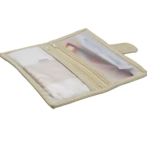 Necessaire Higiene Bucal Quadriculado Bege
