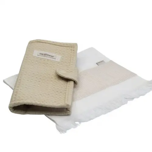 Necessaire Higiene Bucal Quadriculado Bege