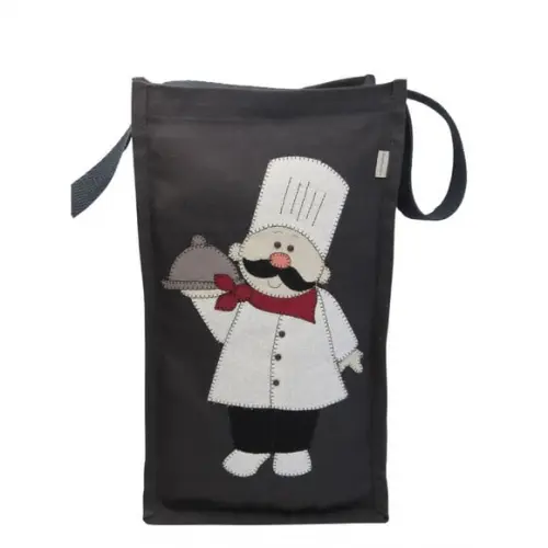 Organizador de Sacolas Sarja Cozinheiro Patch Aplique