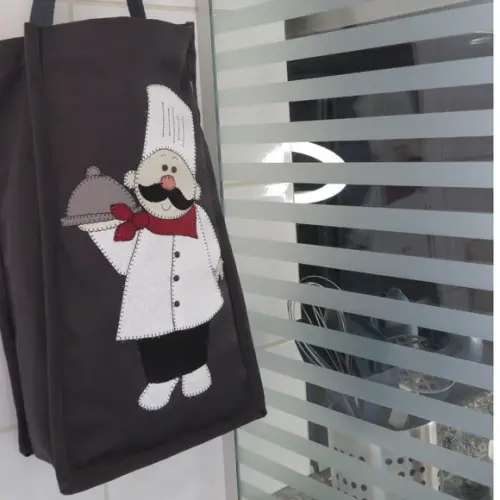 Organizador de Sacolas Sarja Cozinheiro Patch Aplique