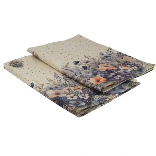 Pano de Copa Sacaria Estampado Floral Azul