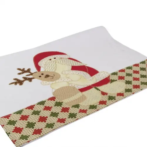 Pano de Prato Natal Bordado em Patch Aplique