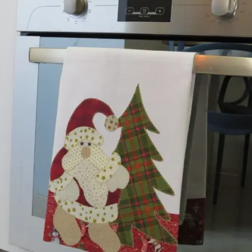 Pano de Prato Natal Bordado em Patch Aplique