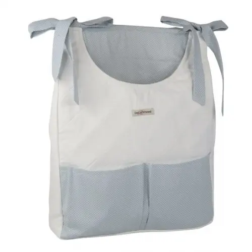 Porta Fralda Parede Piquet Branco e Poá Cinza
