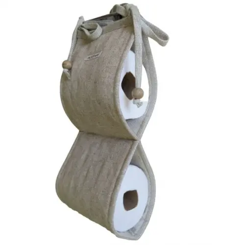 Porta Papel Higiênico Duplo em Linho