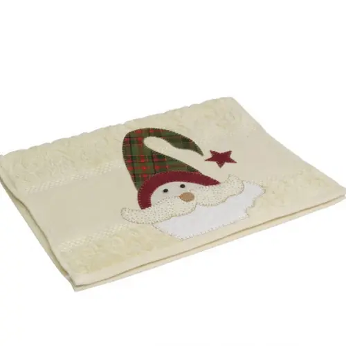 Toalha de Lavabo Natal Bordada Papai Noel em Ponto Caseado