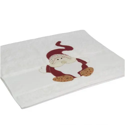 Toalha de Rosto Natal Bordada Papai Noel Barba Longa