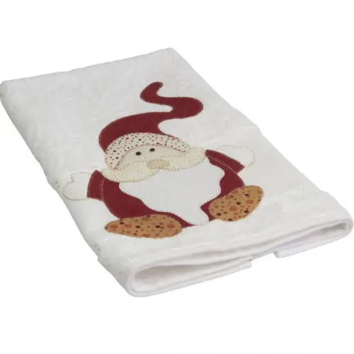 Toalha de Rosto Natal Bordada Papai Noel Barba Longa