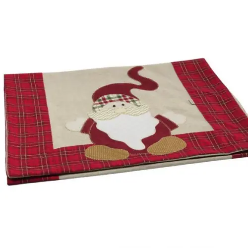 Trilho de Mesa em Linho com Barrado Papai Noel Barba Longa