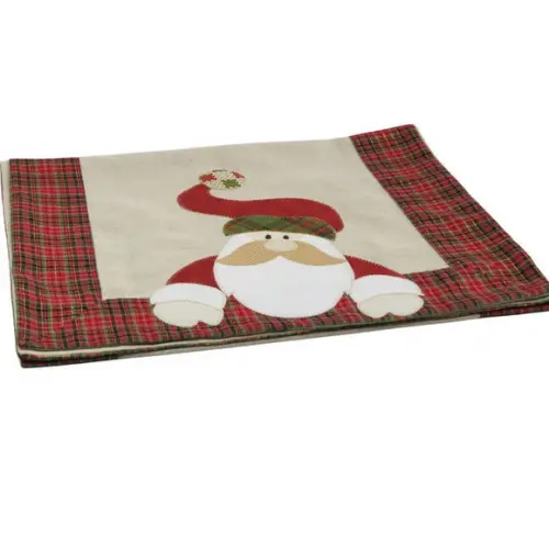 Trilho de Mesa em Linho com Barrado Papai Noel Moderno