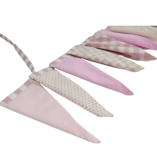 Varal de Bandeirinhas em Tecido Geométrico Tons Rosa
