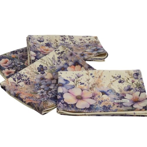 Pano de Prato Sacaria Estampado Floral Azul - Arti In Panno