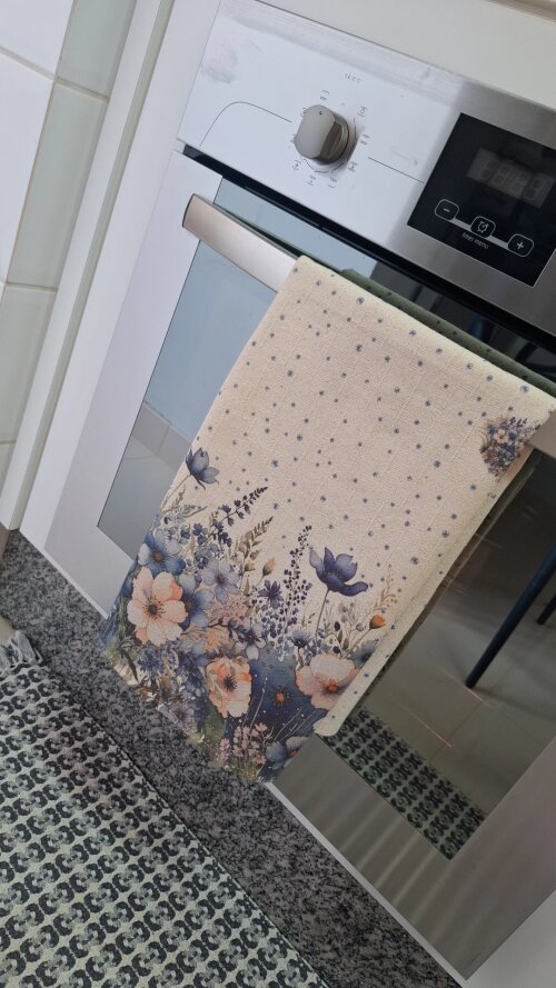 Pano de Prato Sacaria Estampado Floral Azul - Arti In Panno