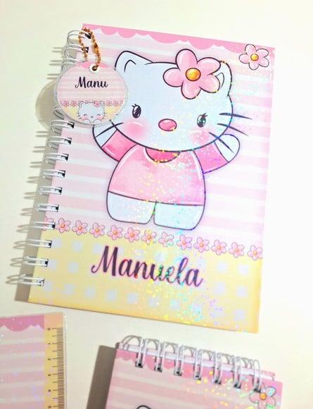 Kit Caderno Hello Kitty Personalizado A5 com Bloquinho