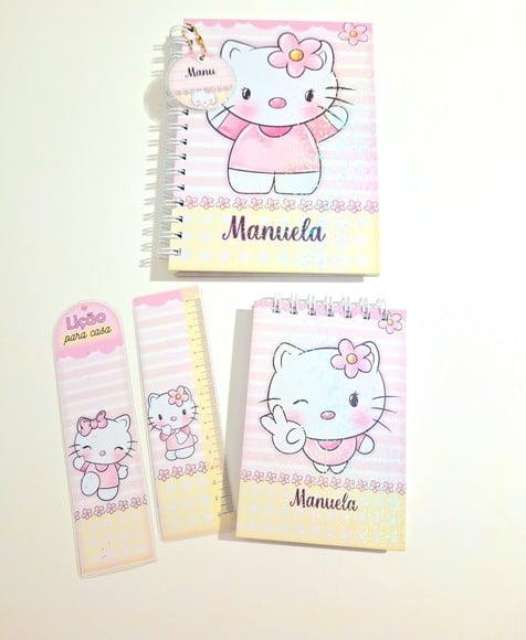 Kit Caderno Hello Kitty Personalizado A5 com Bloquinho