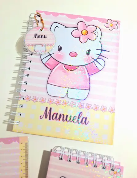 Kit Caderno Hello Kitty Personalizado A5 com Bloquinho