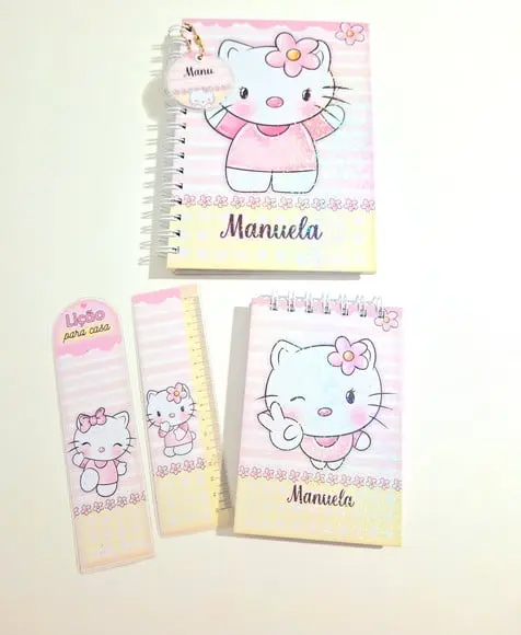 Kit Caderno Hello Kitty Personalizado A5 com Bloquinho